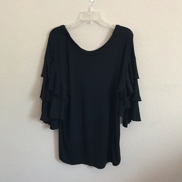 Isabel Maternity Black Flutter Sleeve Knit Top - Picture 3 of 3